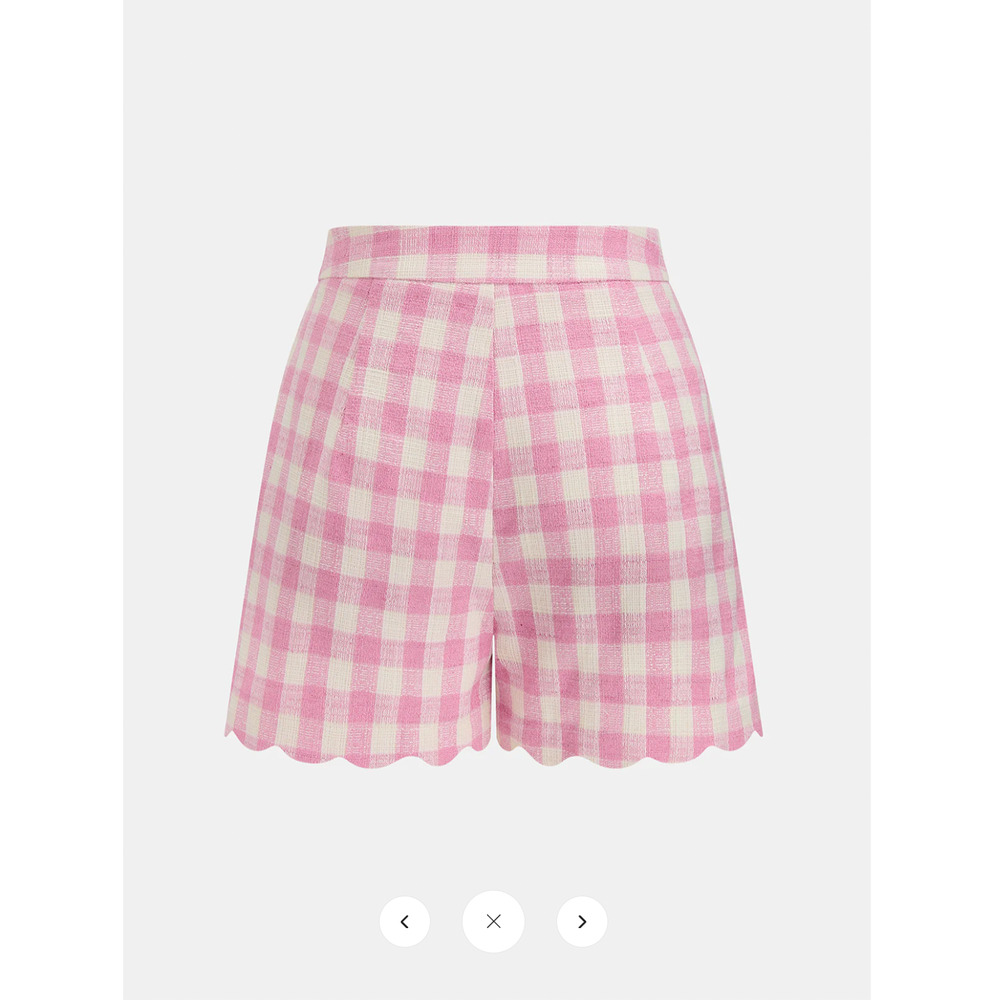 NWT Commense Gingham Scallop Hem Crop Top & Shorts Set Sz L - Picture 6 of 8